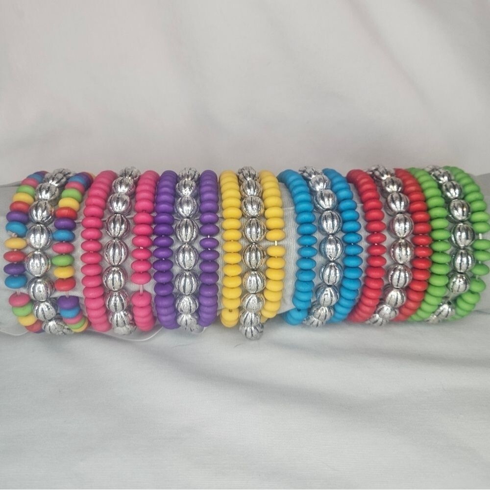 Bright Stretch Bracelet Set Colorful Funky Stacking NWT